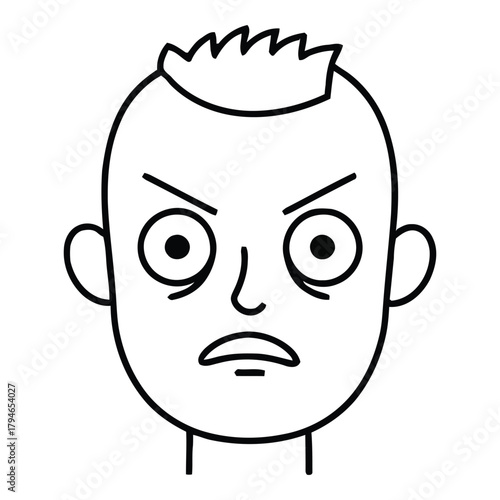 Expressive cartoon face conveying frustration and anger with bold black outlines