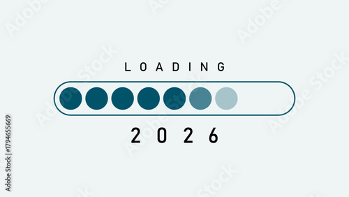 New Year 2026 loading design template with modern icons and interface elements
