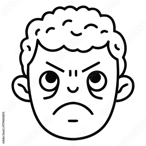 Expressive cartoon face showing frustration and annoyance with furrowed brow and rolling eyes, perfect for conveying negative emotions