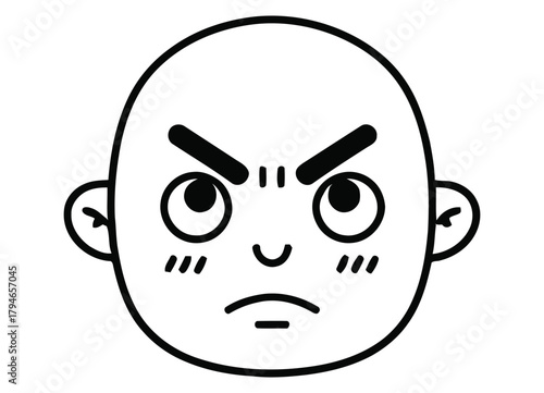 Furious cartoon face with intense glare and furrowed brow expressing extreme anger and frustration, perfect for conveying negative emotions
