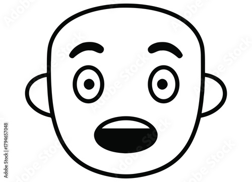 Shocked face emoji graphic with wide eyes and open mouth expressing surprise or disbelief for communication themes