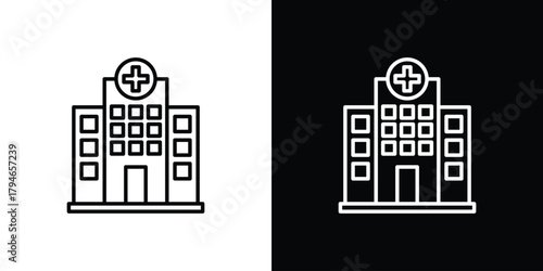 Hospital icon. Premium pictogram isolated on a white background.