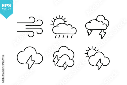 Set of line icons Weather. Outline icons collection stock illustration