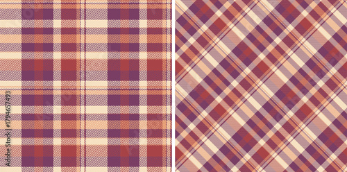 Elegant plaid pattern. Two seamless textures for versatile design use fashion, backgrounds, textiles, or crafts. Cozy  timeless aesthetic.
