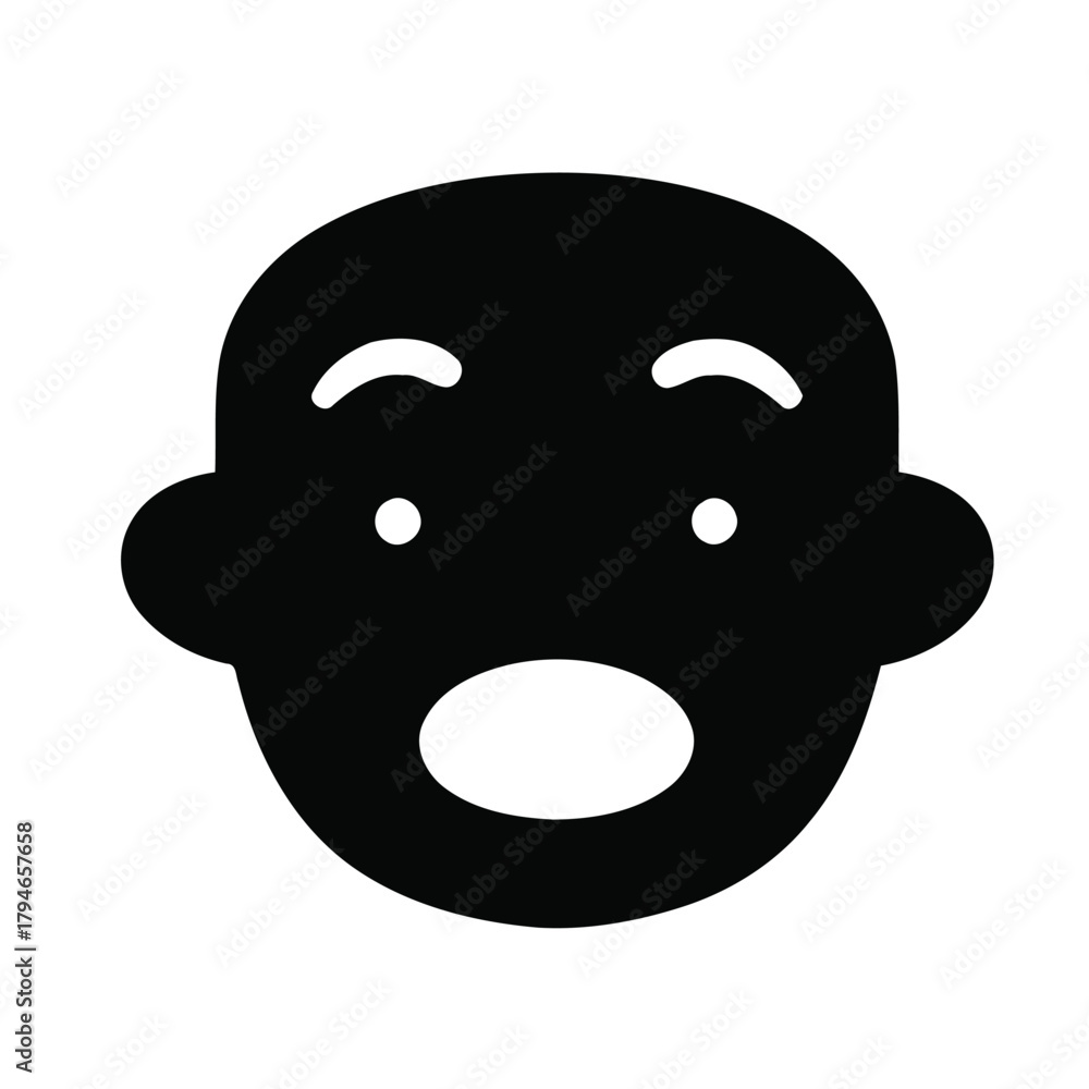 Fototapeta premium Surprised expressive face icon with wide open mouth and eyes conveying shock or astonishment in a simple, bold graphic style
