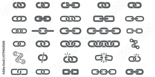  chain loop design, featuring a seamless pattern of interconnected colorful rings in yellow, pink, blue, orange, purple, grey, and green, presented as a vector cartoon