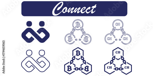 Chain Shape Silhouette Pattern. Chain link black silhouette vector illustration. Set of black isolated silhouette of chains on white seamless repeatable texture background. pattern