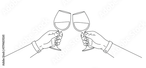 Elegant hands clinking wine glasses in a sophisticated toast, celebrating success and special moments with fine drink