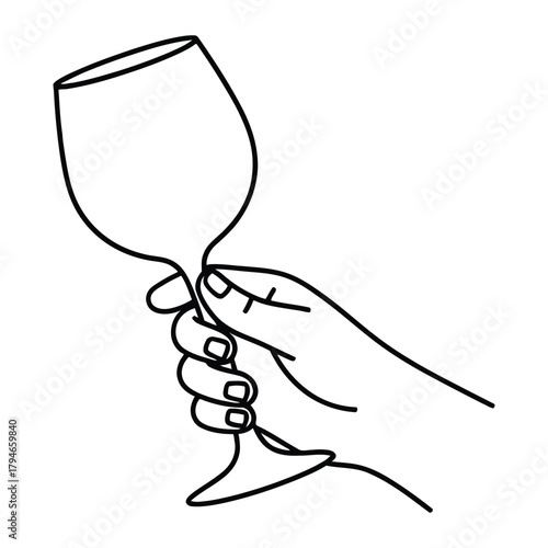 Elegant hand gracefully holds a wine glass, capturing a moment of sophisticated indulgence and refined celebration