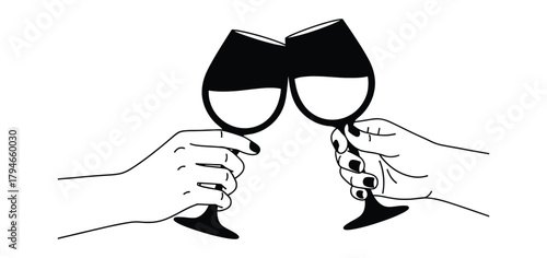 Two hands clinking wine glasses together in a celebratory toast, symbolizing connection and shared moments of joy and achievement.