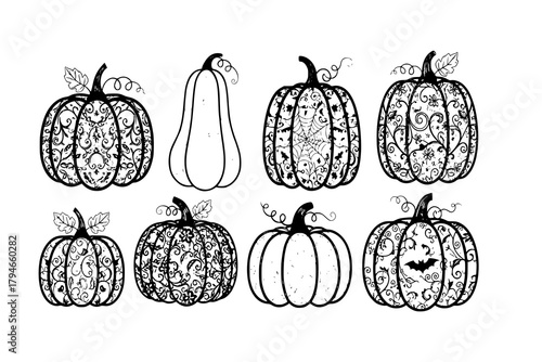 Lace Pumpkin Vector Illustration – Thanksgiving Day and Halloween Decorative Design