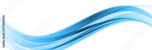 graceful sweeping curve design with bright blue ribbons that blend seamlessly into a minimal white backdrop.