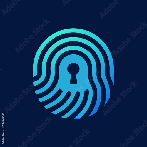 Biometric Data Fingerprint Keyhole Security Vector Logo