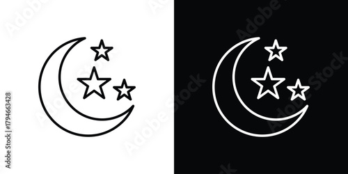 Moon stars icon. Premium pictogram isolated on a white background.