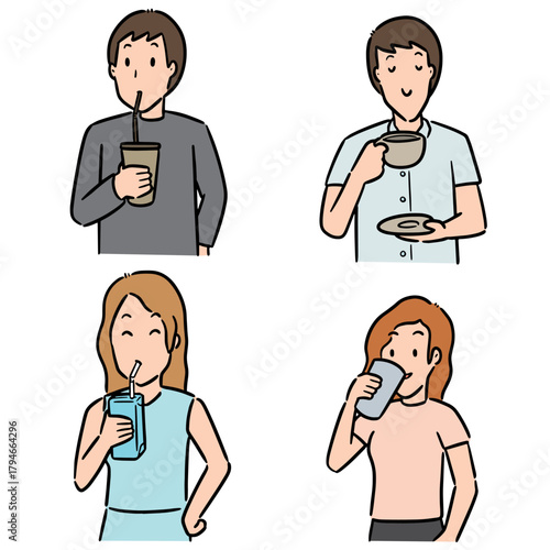 vector set of people drinking