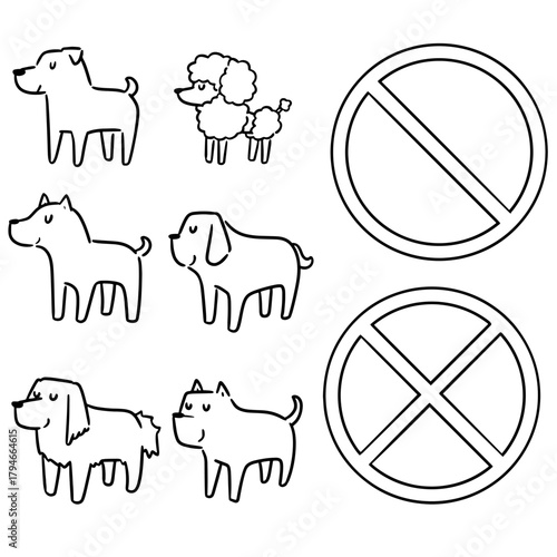 vector set of no dog allowed sign