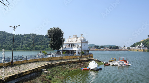 India, Rajasthan, Dungarpur, Beautiful Marwad Style Architecture of Badal Mahal Located in Gep Sagar Lake,  18th Century Monuments.