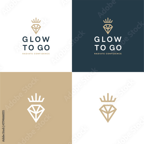 Glow to Go Diamond and Crown Logo Design Variations.