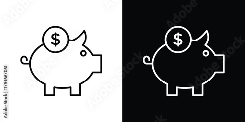 Piggy bank icon. Premium pictogram isolated on a white background.