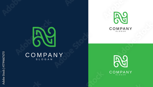 Letter N logo design template. Monogram N logo icon	
