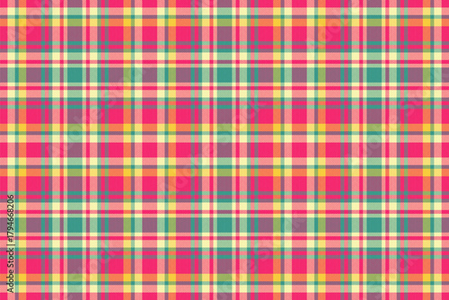 Minimal texture plaid tartan, old-fashioned seamless vector fabric. Oktoberfest pattern background textile check in teal and yellow colors.