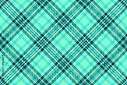 Hotel plaid background seamless, age check fabric texture. Scrapbook tartan textile vector pattern in aquamarine and teal colors.