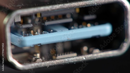 Close-up View of a USB Type-C Connector Port.