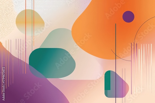 Vibrant abstract shapes in a harmonious blend of colors create an energetic and dynamic background suitable for various design projects aiming for a modern aesthetic.