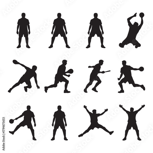 Handball Silhouette Action Poses Illustration