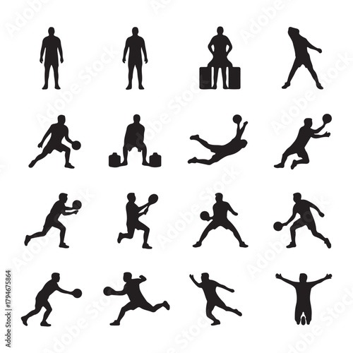 Silhouetted Sport Player Poses