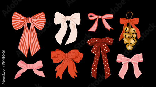 Christmas Bows Collection, Holiday Ribbons, Festive Decoration Icons
