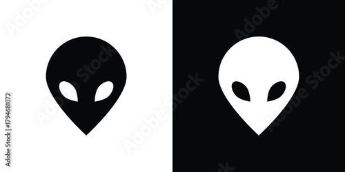 Alien icon, outline vector sign, linear and solid style. vector symbol on white background