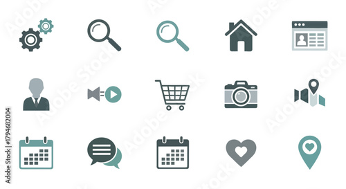 A versatile collection of flat design web and mobile application interface icons for user interface development