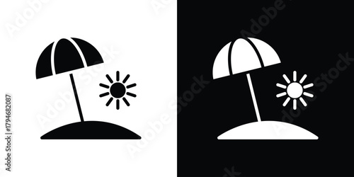 Beach icon, outline vector sign, linear and solid style. vector symbol on white background