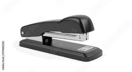 Black Stapler on a White Background An Office Supply Essential for Paper Organization