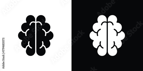 Brain icon, outline vector sign, linear and solid style. vector symbol on white background