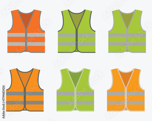  reflective foreman set of orange and yellow reflective safety vests