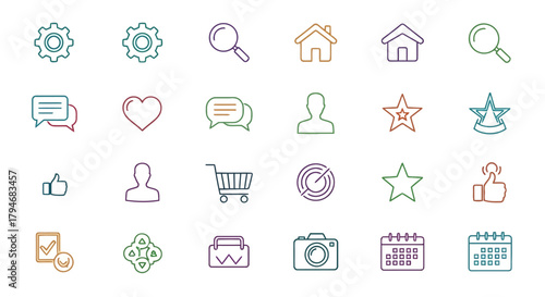 Set of Linear Icons for Website and Mobile App Interface Design