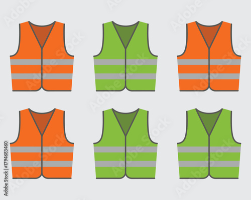 safety vest reflective orange and green high-visibility  vests with reflective stripes