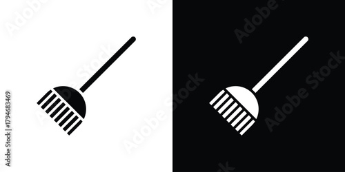 Broom icon, outline vector sign, linear and solid style. vector symbol on white background