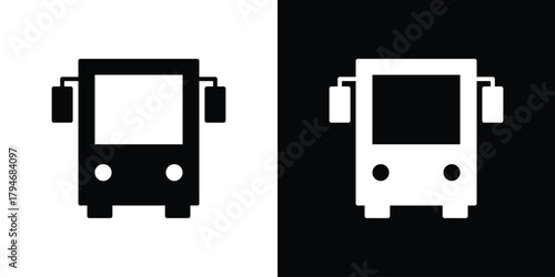 Bus icon, outline vector sign, linear and solid style. vector symbol on white background