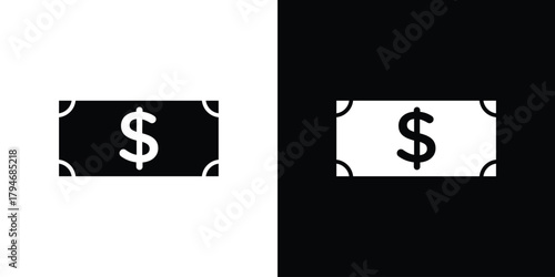 Cash icon, outline vector sign, linear and solid style. vector symbol on white background
