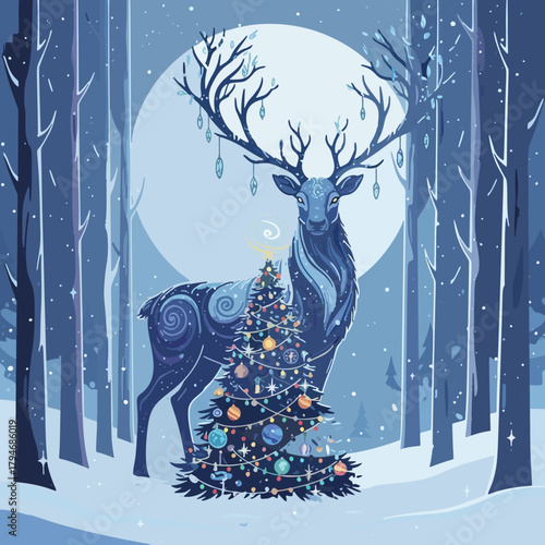 winter landscape with christmas tree