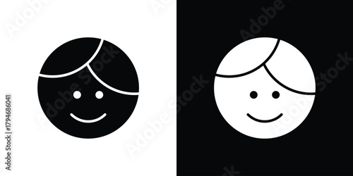 Child face icon, outline vector sign, linear and solid style. vector symbol on white background