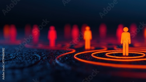 Modern teamwork concept miniature people connected by gl standard in a digital environment