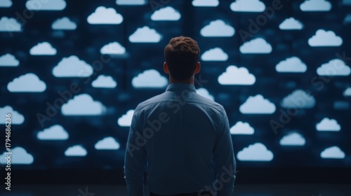 Businessman engaging with saas standards in a cloud-based environment a modern approach to software as a service