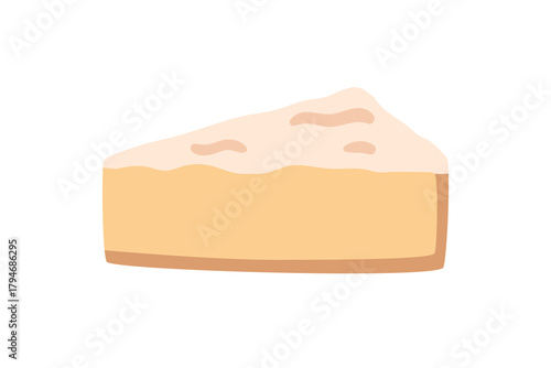 Cheese, soft creamy brie wedge, icon. Dairy product, delicacy with rind, mold. Camembert, gourmet food produce, slice, delicatessen, appetizer. Flat vector illustration isolated on white background