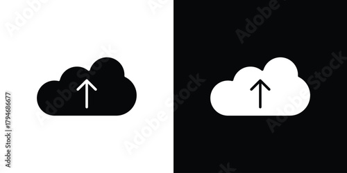 Cloud upload icon, outline vector sign, linear and solid style. vector symbol on white background