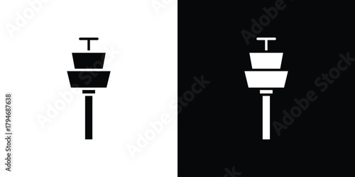 Control Tower icon, outline vector sign, linear and solid style. vector symbol on white background