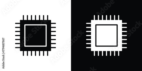 CPU icon, outline vector sign, linear and solid style. vector symbol on white background